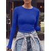 image:imageANRABESS Women Long Sleeve Shirts Ribbed Fitted TopsLight Royal Blue