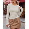 image:imageANRABESS Women Long Sleeve Shirts Ribbed Fitted TopsParchment