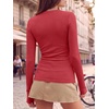 image:imageANRABESS Women Long Sleeve Shirts Ribbed Fitted TopsRed