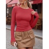 image:imageANRABESS Women Long Sleeve Shirts Ribbed Fitted TopsRed