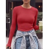 image:imageANRABESS Women Long Sleeve Shirts Ribbed Fitted TopsRed