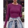 image:imageANRABESS Women Long Sleeve Shirts Ribbed Fitted TopsRose Purple