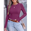 image:imageANRABESS Women Long Sleeve Shirts Ribbed Fitted TopsRose Purple