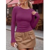 image:imageANRABESS Women Long Sleeve Shirts Ribbed Fitted TopsRose Purple
