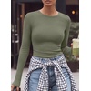 image:imageANRABESS Women Long Sleeve Shirts Ribbed Fitted TopsSage Green