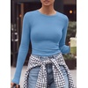 image:imageANRABESS Women Long Sleeve Shirts Ribbed Fitted TopsSky Blue