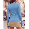 image:imageANRABESS Women Long Sleeve Shirts Ribbed Fitted TopsSky Blue
