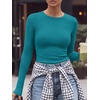 image:imageANRABESS Women Long Sleeve Shirts Ribbed Fitted TopsTeal