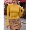 image:imageANRABESS Women Long Sleeve Shirts Ribbed Fitted TopsYellow