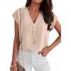 image:imageANRABESS Women Tops Business Casual Cap Sleeve Dressy Blouse V Neck ShirtsApricot