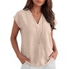 image:imageANRABESS Women Tops Business Casual Cap Sleeve Dressy Blouse V Neck ShirtsApricot