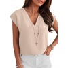 image:imageANRABESS Women Tops Business Casual Cap Sleeve Dressy Blouse V Neck ShirtsApricot
