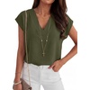 image:imageANRABESS Women Tops Business Casual Cap Sleeve Dressy Blouse V Neck ShirtsArmy Green