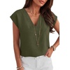 image:imageANRABESS Women Tops Business Casual Cap Sleeve Dressy Blouse V Neck ShirtsArmy Green