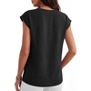image:imageANRABESS Women Tops Business Casual Cap Sleeve Dressy Blouse V Neck ShirtsBlack