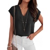image:imageANRABESS Women Tops Business Casual Cap Sleeve Dressy Blouse V Neck ShirtsBlack