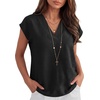 image:imageANRABESS Women Tops Business Casual Cap Sleeve Dressy Blouse V Neck ShirtsBlack