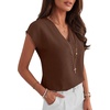 image:imageANRABESS Women Tops Business Casual Cap Sleeve Dressy Blouse V Neck ShirtsBrown