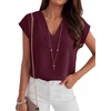 image:imageANRABESS Women Tops Business Casual Cap Sleeve Dressy Blouse V Neck ShirtsBurgundy