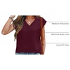 image:imageANRABESS Women Tops Business Casual Cap Sleeve Dressy Blouse V Neck ShirtsBurgundy