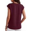 image:imageANRABESS Women Tops Business Casual Cap Sleeve Dressy Blouse V Neck ShirtsBurgundy