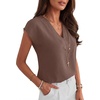 image:imageANRABESS Women Tops Business Casual Cap Sleeve Dressy Blouse V Neck ShirtsCoffee