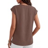 image:imageANRABESS Women Tops Business Casual Cap Sleeve Dressy Blouse V Neck ShirtsCoffee