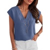 image:imageANRABESS Women Tops Business Casual Cap Sleeve Dressy Blouse V Neck ShirtsDark Blue