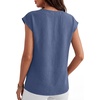 image:imageANRABESS Women Tops Business Casual Cap Sleeve Dressy Blouse V Neck ShirtsDark Blue