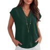 image:imageANRABESS Women Tops Business Casual Cap Sleeve Dressy Blouse V Neck ShirtsDark Green