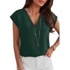 image:imageANRABESS Women Tops Business Casual Cap Sleeve Dressy Blouse V Neck ShirtsDark Green