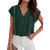 image:imageANRABESS Women Tops Business Casual Cap Sleeve Dressy Blouse V Neck ShirtsDark Green
