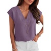 image:imageANRABESS Women Tops Business Casual Cap Sleeve Dressy Blouse V Neck ShirtsDark Purple