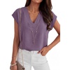 image:imageANRABESS Women Tops Business Casual Cap Sleeve Dressy Blouse V Neck ShirtsDark Purple