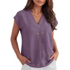 image:imageANRABESS Women Tops Business Casual Cap Sleeve Dressy Blouse V Neck ShirtsDark Purple