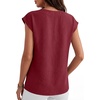 image:imageANRABESS Women Tops Business Casual Cap Sleeve Dressy Blouse V Neck ShirtsDark Red