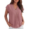 image:imageANRABESS Women Tops Business Casual Cap Sleeve Dressy Blouse V Neck ShirtsDusty Rose