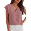 image:imageANRABESS Women Tops Business Casual Cap Sleeve Dressy Blouse V Neck ShirtsDusty Rose