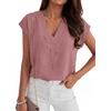 image:imageANRABESS Women Tops Business Casual Cap Sleeve Dressy Blouse V Neck ShirtsDusty Rose