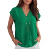 image:imageANRABESS Women Tops Business Casual Cap Sleeve Dressy Blouse V Neck ShirtsGreen