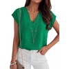image:imageANRABESS Women Tops Business Casual Cap Sleeve Dressy Blouse V Neck ShirtsGreen