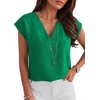 image:imageANRABESS Women Tops Business Casual Cap Sleeve Dressy Blouse V Neck ShirtsGreen