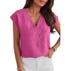 image:imageANRABESS Women Tops Business Casual Cap Sleeve Dressy Blouse V Neck ShirtsHot Pink