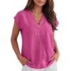image:imageANRABESS Women Tops Business Casual Cap Sleeve Dressy Blouse V Neck ShirtsHot Pink