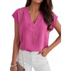 image:imageANRABESS Women Tops Business Casual Cap Sleeve Dressy Blouse V Neck ShirtsHot Pink