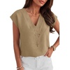 image:imageANRABESS Women Tops Business Casual Cap Sleeve Dressy Blouse V Neck ShirtsKhaki