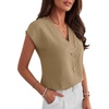 image:imageANRABESS Women Tops Business Casual Cap Sleeve Dressy Blouse V Neck ShirtsKhaki