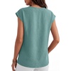 image:imageANRABESS Women Tops Business Casual Cap Sleeve Dressy Blouse V Neck ShirtsLake Blue