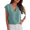 image:imageANRABESS Women Tops Business Casual Cap Sleeve Dressy Blouse V Neck ShirtsLake Blue