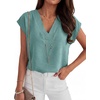 image:imageANRABESS Women Tops Business Casual Cap Sleeve Dressy Blouse V Neck ShirtsLake Blue